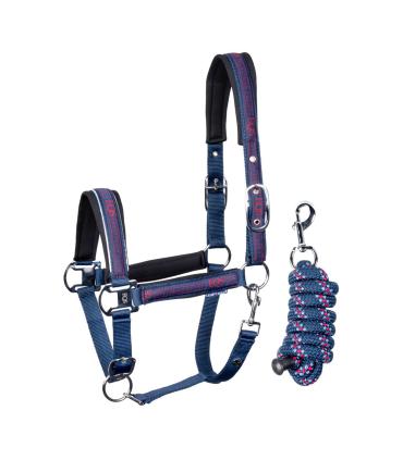 Equestrian Society halster en touw blauw